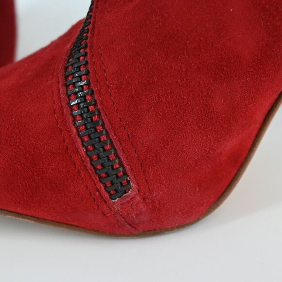 DVF | Red Suede Zipper Booties Size: 7.5 M - Picture 6 of 10